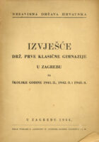 Izvješće drž. prve klasične gimnazije u Zagrebu
