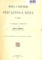 Misli o reformi stečajnoga reda u nas u obliku osnove