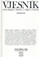 Vjesnik historijskih arhiva u Rijeci i Pazinu, sv. XXX/1988