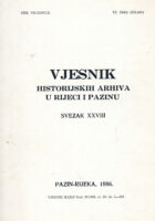 Vjesnik historijskih arhiva u Rijeci i Pazinu, sv. XXVIII/1986