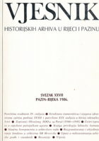 Vjesnik historijskih arhiva u Rijeci i Pazinu, sv. XXVII/1986