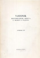 Vjesnik historijskih arhiva u Rijeci i Pazinu, sv. XV/1970