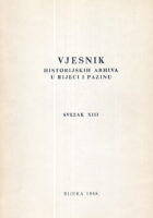 Vjesnik historijskih arhiva u Rijeci i Pazinu, sv. XIII/1968