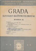 Građa za povijest književnosti Hrvatske, knjiga 16
